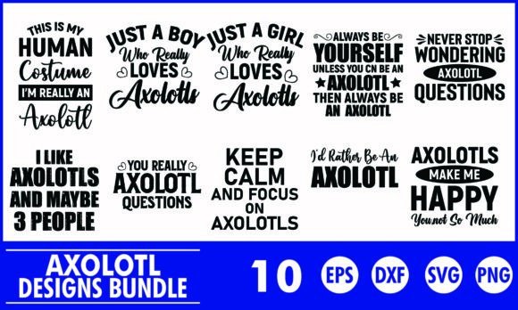 Axolotl T Shirt Design Bundle SVG Design