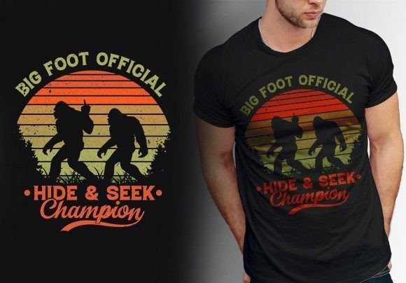 Big Foot Official T-shirt Design Vector: Graphics for T-Shirt Designs