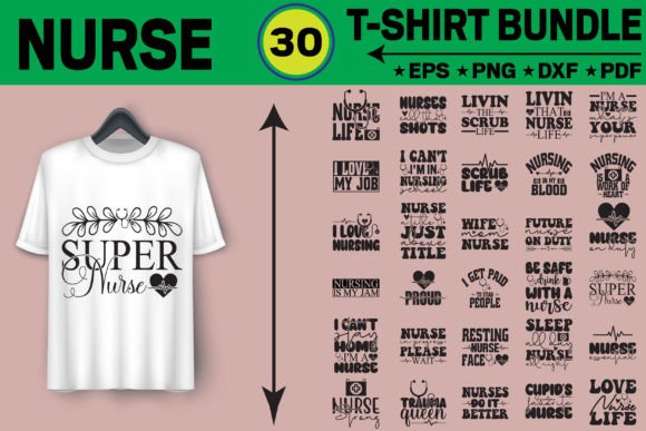 Nurse T-Shirt Design Bundle: Graphics and T-Shirt Designs